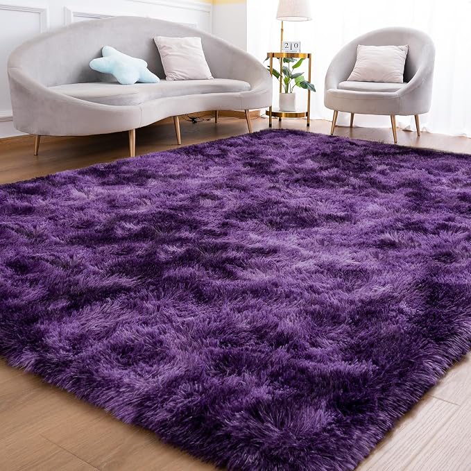 Goideal Fluffy Rug for Bedroom Living Room, 3x5 Purple Area Rugs, Faux Fur Shag by Goideal