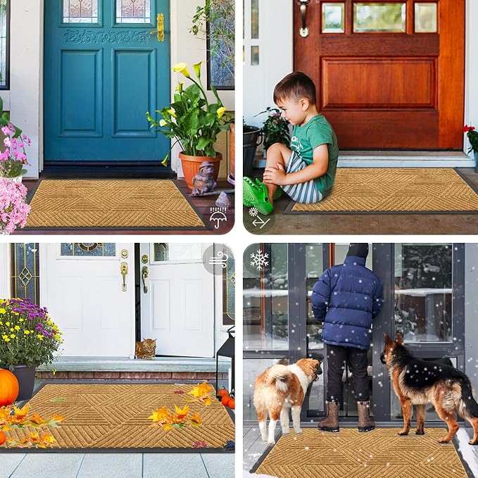 Smiry Front Door Mat Outside Entrance, Heavy Duty Sturdy Natural Rubber Doormat - Image 7
