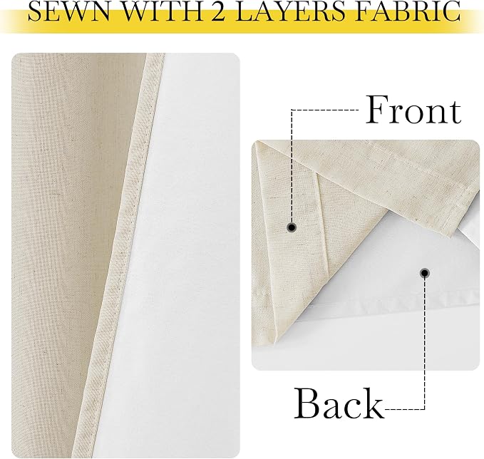 NICETOWN Thick Linen 100% Blackout Bedroom Curtains 108 inches Long, Bronze - Image 4