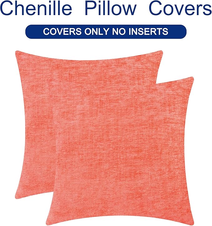 CaliTime Throw Pillow Covers Decorative 18 X 18 Inches Pack of 2 Cozy Chenille - Image 6