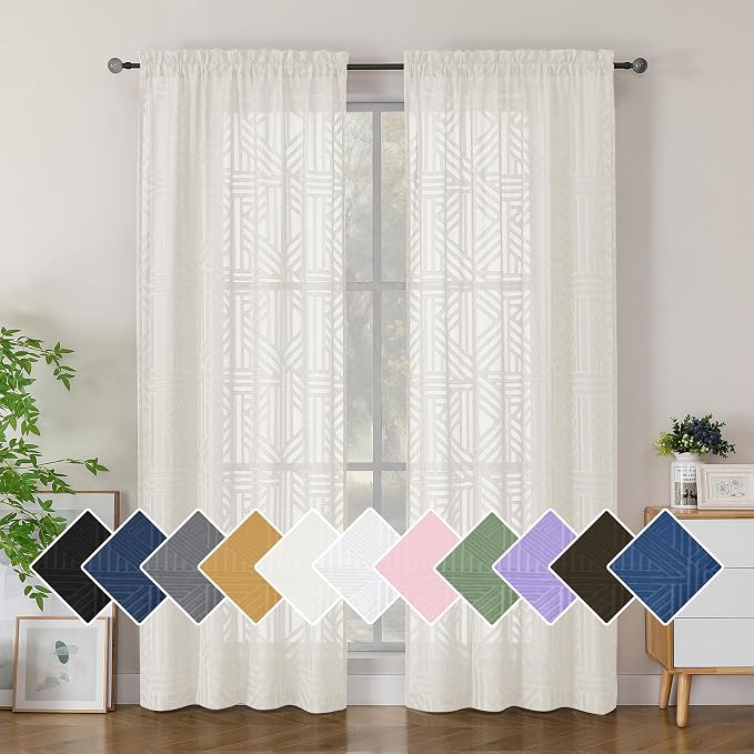 Simplebrand Ivory Sheer Curtains 72 Inch Length 2 Panels by Simplebrand