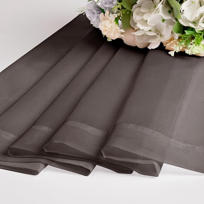 Chyhomenyc Chocolate Brown Sheer Curtains 45 Inch Long 2 Panels, Light - Image 8