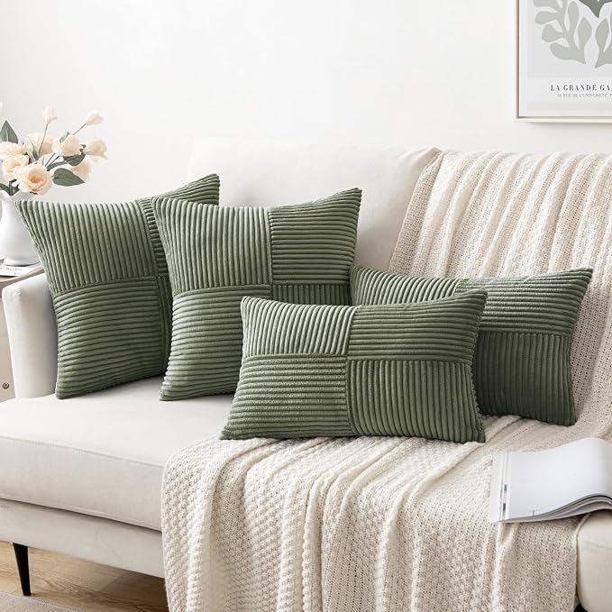 MIULEE Light Olive Green Decorative Throw Pillow Covers 18x18 Inch - Image 4