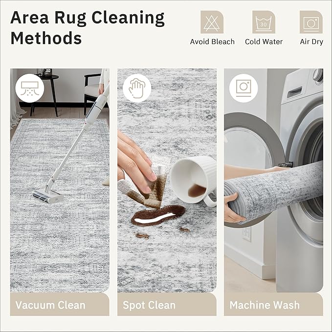 2x4 Washable Rugs for Kitchen, Powder Room Small Area Rug Non-Slip Vintage Low - Image 9