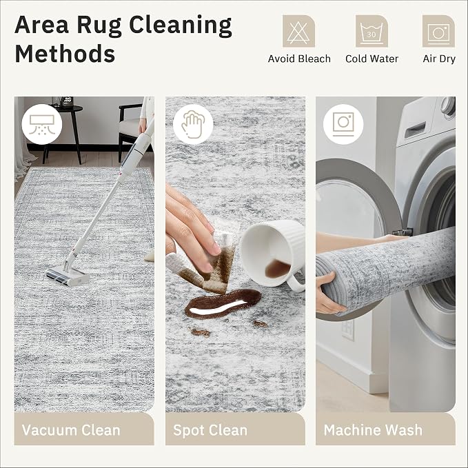 2x3 Washable Rugs for Kitchen, Powder Room Small Area Rug Non-Slip Vintage Low - Image 8