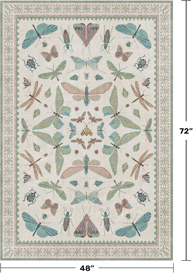 Light Blue and Pink Rug 4x6 Rugs - Image 2