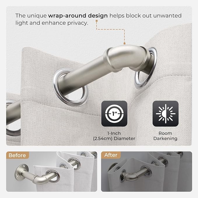 Zeerobee Curtain Rods for Windows 32 to 72, 1 Inch Industrial Wrap Around - Image 3