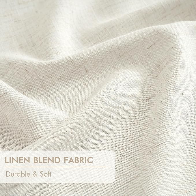 MIULEE Natural Pinch Pleated 100% Blackout Linen Curtains 40x100 Inches | Room - Image 6