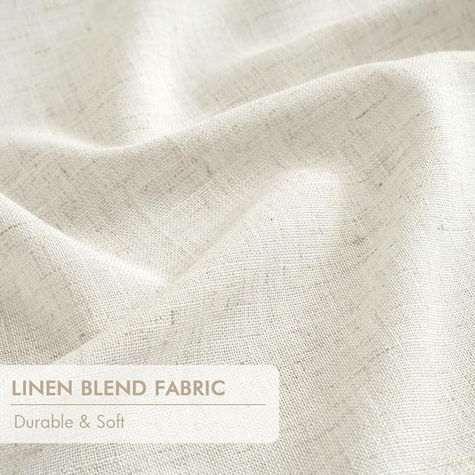 MIULEE Natural Pinch Pleated 100% Blackout Linen Curtains 40x105 Inches | Room - Image 6
