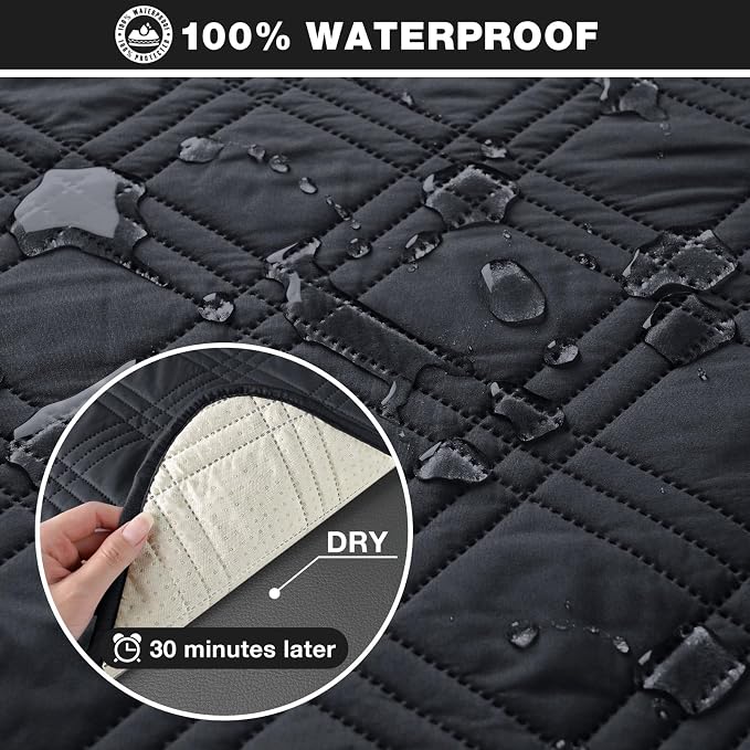 TAOCOCO 100% Waterproof Loveseat Recliner Cover, Non Slip Split Loveseat Covers - Image 3