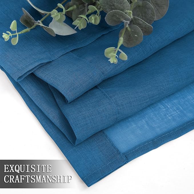 Tollpiz Sheer Tier Curtain Linen Textured Half Kitchen Curtains Sheer Light - Image 7