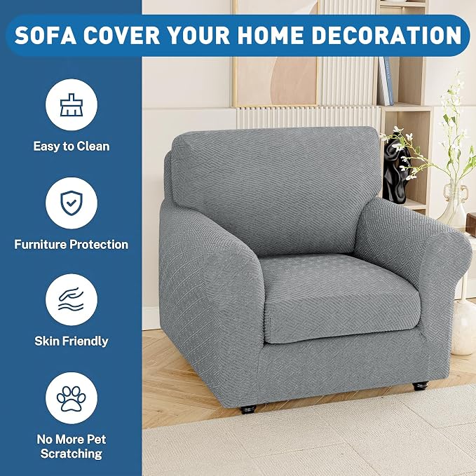 XINEAGE Large Couch Cushion Covers Seat Cushion Cover Thick Stretch Sofa - Image 7