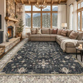 Black Boho Rug for Living Room 9x12 by HazoHaus