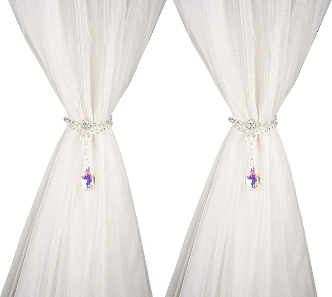 SUQ I OME 2 Pack of Luxury Crystal Beaded Magnetic Curtain Tieback and Holdback by SUQIOME
