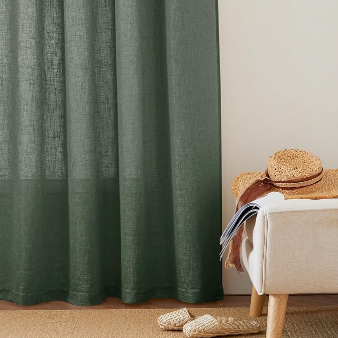 RYB HOME Semi Sheer Curtains 90 inches Long, Light Filtering Privacy Natural - Image 6