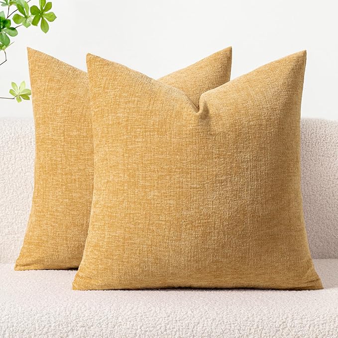 MIULEE Pack of 2 Couch Throw Pillow Covers 18x18 Inch Soft Beige Yellow by MIULEE
