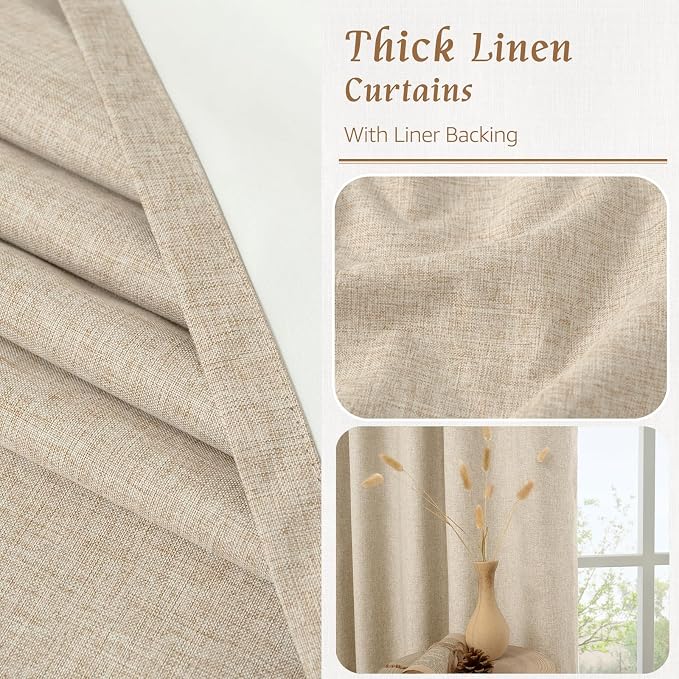 84 Inch Length 100% Blackout Linen Curtains - Image 8