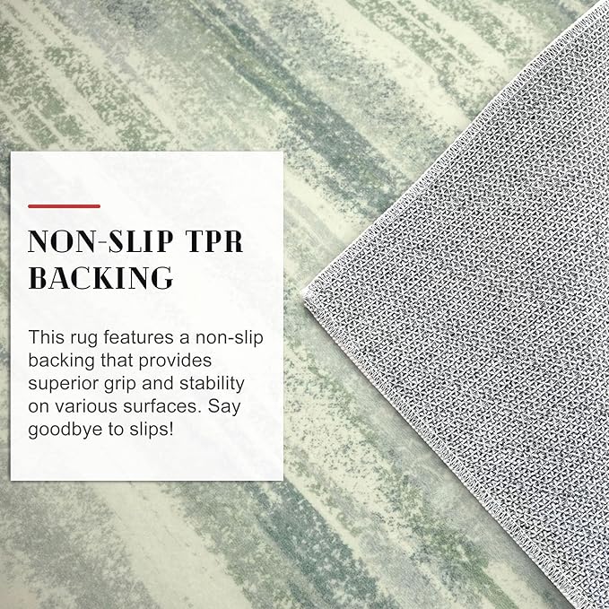 Lansny Modern Abstract Runner Rug 2x5, Sage Green Grey Washable Kitchen Runner - Image 6