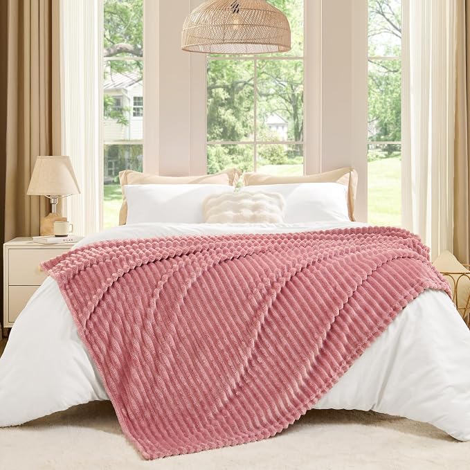 BEDELITE Fleece Throw Blanket for Couch – 3D Ribbed Jacquard Soft and Warm - Image 6