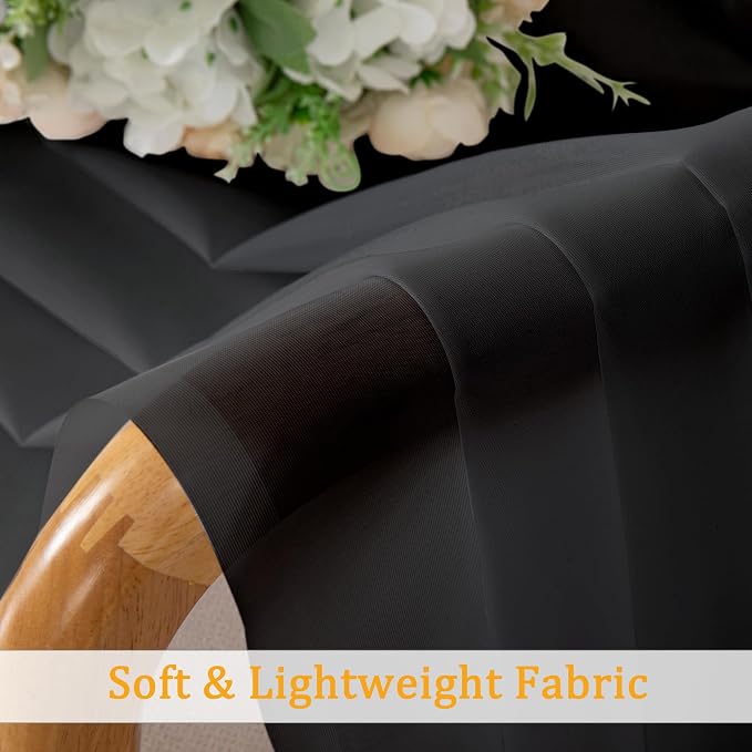Gwine Extra Long Black Sheer Curtains 120 Inches Long 2 Panels Set, Voile Light - Image 8