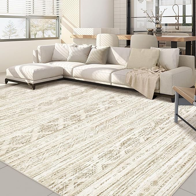 Nakagishi 8x10 Area Rugs Living Room: Washable Boho Large Neutral Modern Soft by NakagishiAreaRug