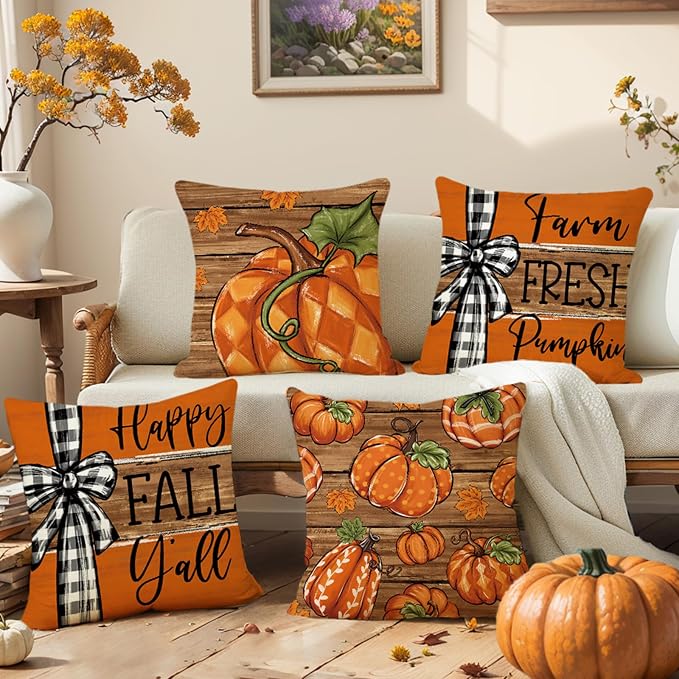Fall Decorations for Home, Fall Pillow Covers 18 x 18 Inch Autumn Thankful - Image 6