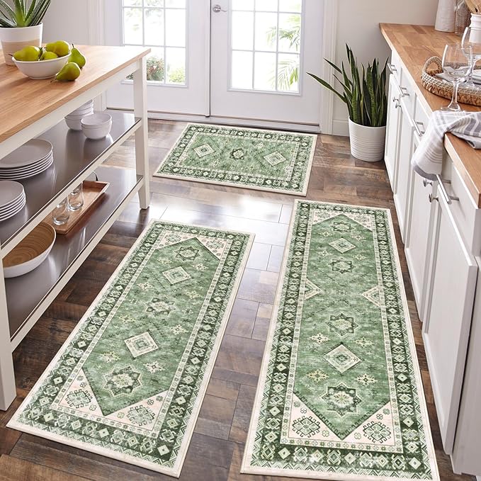 HEBE Boho Kitchen Rug Sets 3 Piece by HEBE