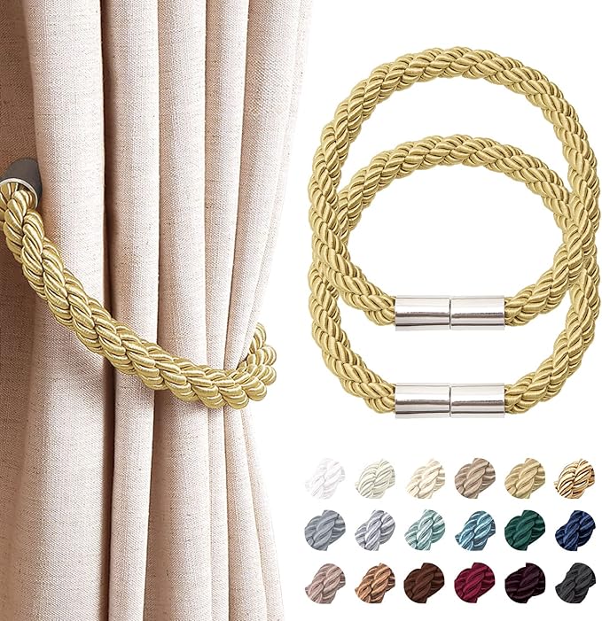 NICEEC 2 Pack Strong Magnetic Curtain Tiebacks Modern Simple Style Drape Tie by NICEEC