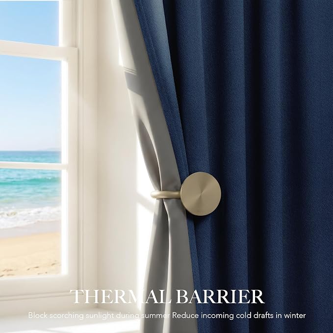RYB HOME Navy Blue 100% Blackout Curtains - Image 6