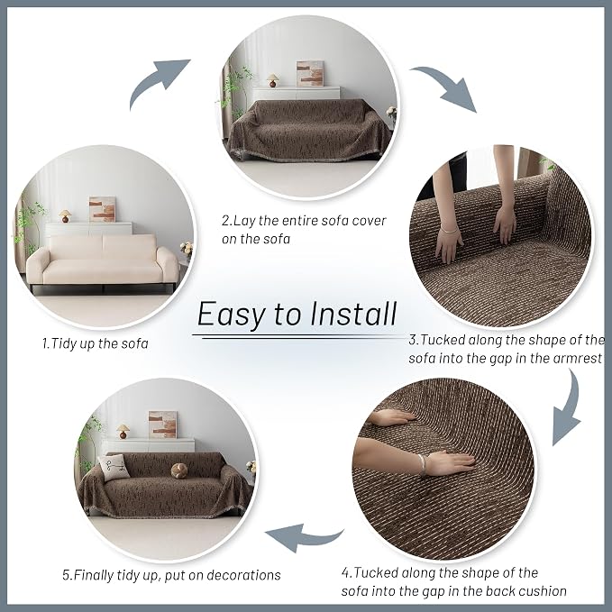 MYSKY HOME Couch Covers for 3 Cushion Couch Sofa, Sectional Couch Cover L Shape - Image 7