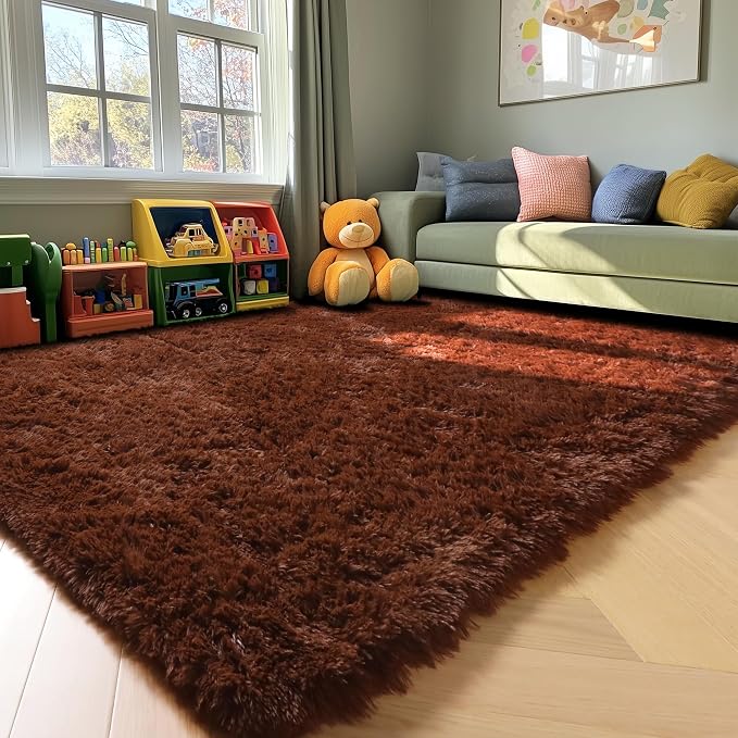 ONASAR Brown 8x10 Area Rugs for Living Room, Large Fluffy Shag Bedroom Rug - Image 8