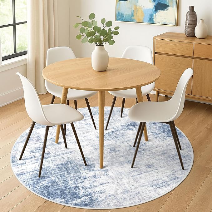 IOHOUZE Abstract Round Area Rug 6 Ft Washable Circle Rugs Large Round Rug Non - Image 2