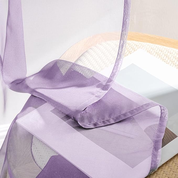 MIULEE Light Purple Sheer Curtains 72 Inches Long, 4 Panels Set, Lavender Light - Image 6