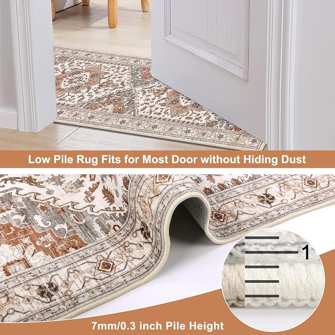 Yamaziot Washable Runner Rug, 2x6 Non-Slip Boho Vintage Hallway Rug Runner - Image 4