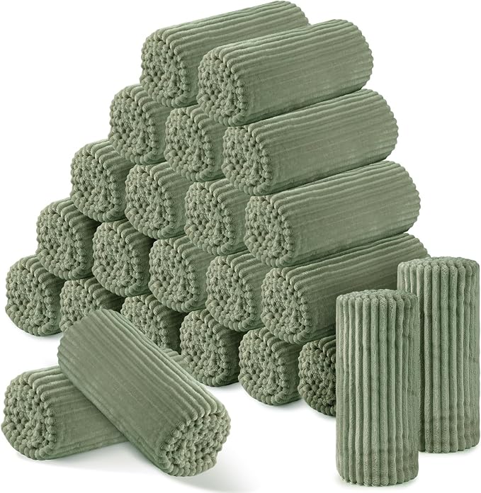 Buryeah 24 Pcs Flannel Throw Blanket Bulk 50 x 60 in Sleepover Blanket Outdoor by Buryeah