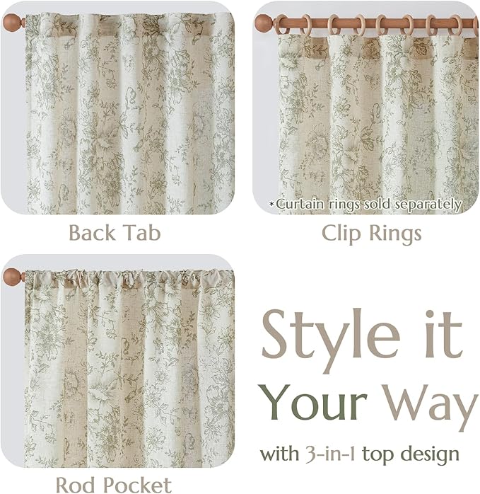 jinchan Linen Blend Floral Curtains - Image 6