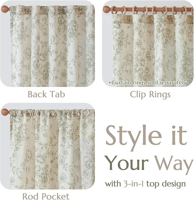 jinchan Linen Blend Floral Curtains - Image 6
