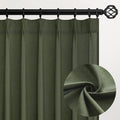 Topfinel Olive Green Pinch Pleated Linen Curtains 100 Inch Length 2 Panels by Topfinel