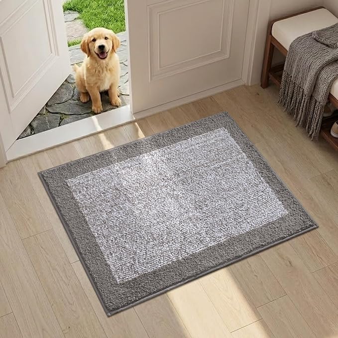 Bathroom Rugs 24x17 Non Slip Washable, Light Grey Bath Mat - Image 2