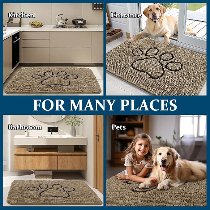 OLANLY Dog Door Mat for Muddy Paws 59x35, Paw Print Design, Absorbs Moisture - Image 8