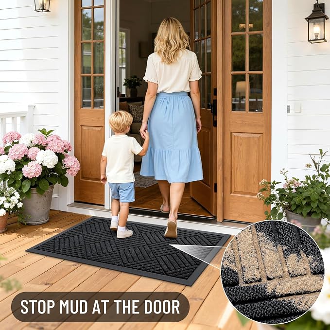 OLANLY Front Door Mat Outside Entrance 35x23, Heavy Duty Sturdy Natural Rubber - Image 6