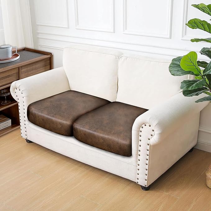Leather Look Couch Cushion Covers Sofa Seat Slipcovers Sets Couches Furniture - Image 7