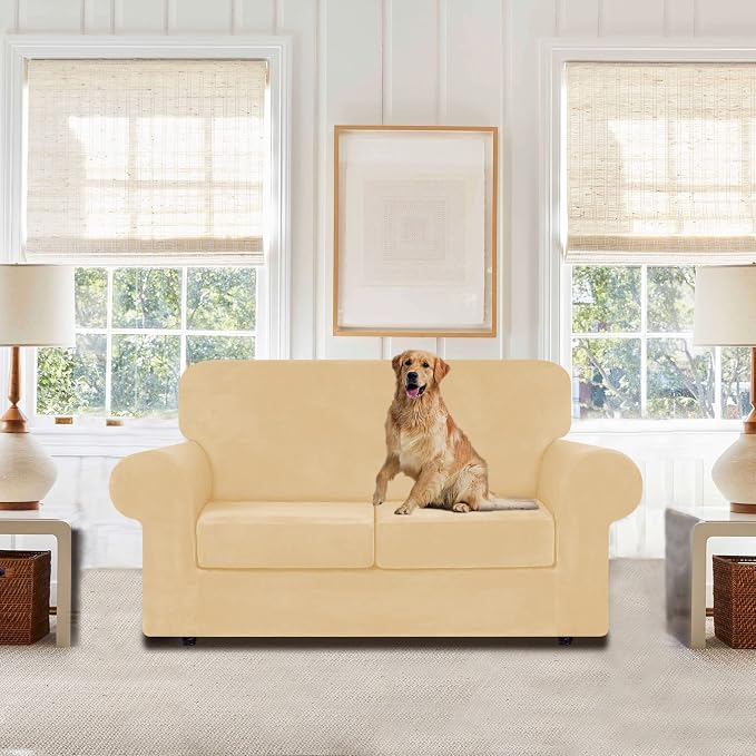 WEERRW Velvet Couch Covers for 2 Cushion Couch Sofa - Image 2
