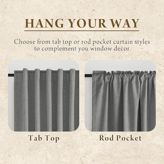 RYB HOME Grey Linen Blackout Curtains - Image 6