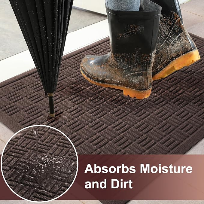 Mibao Front Door Mat Indoor Outdoor Entrance, Dirt Trapping Waterproof - Image 3