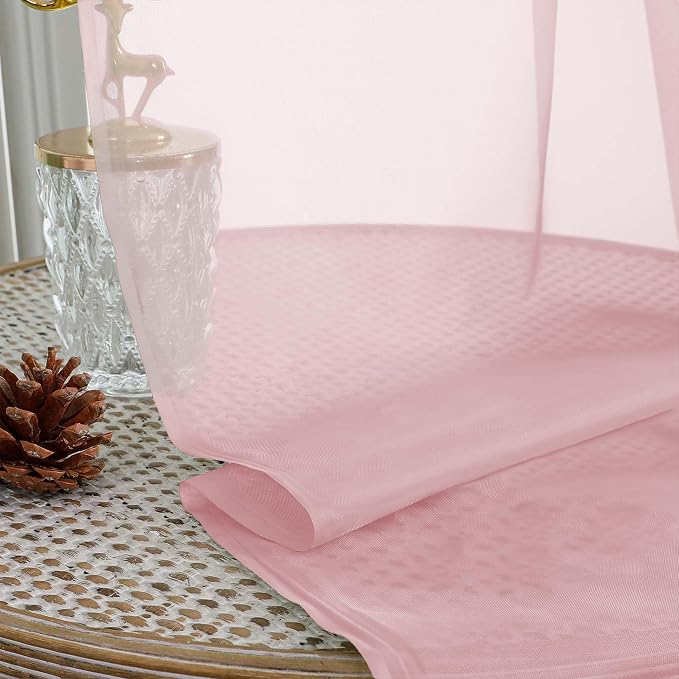 OWENIE Sheer Blush Curtains 108 Inches Long - Image 6