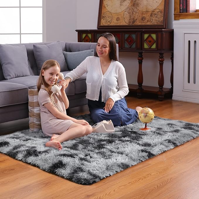 Ophanie Tie-Dyed Black&Grey Area Rugs - Image 3
