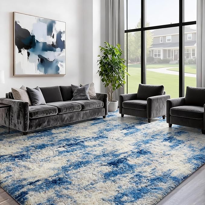 Ophanie Blue White and Grey Area Rugs - Image 3