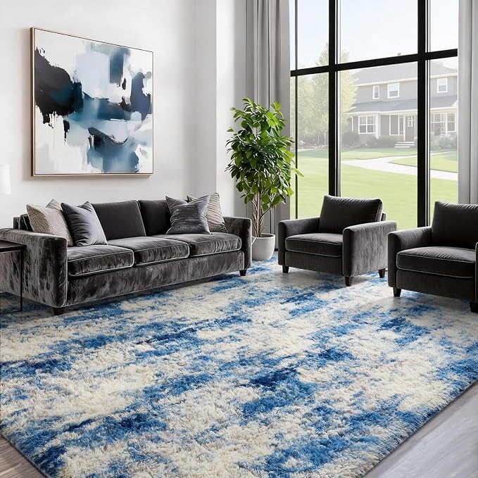 Ophanie Blue White and Grey Area Rugs - Image 5