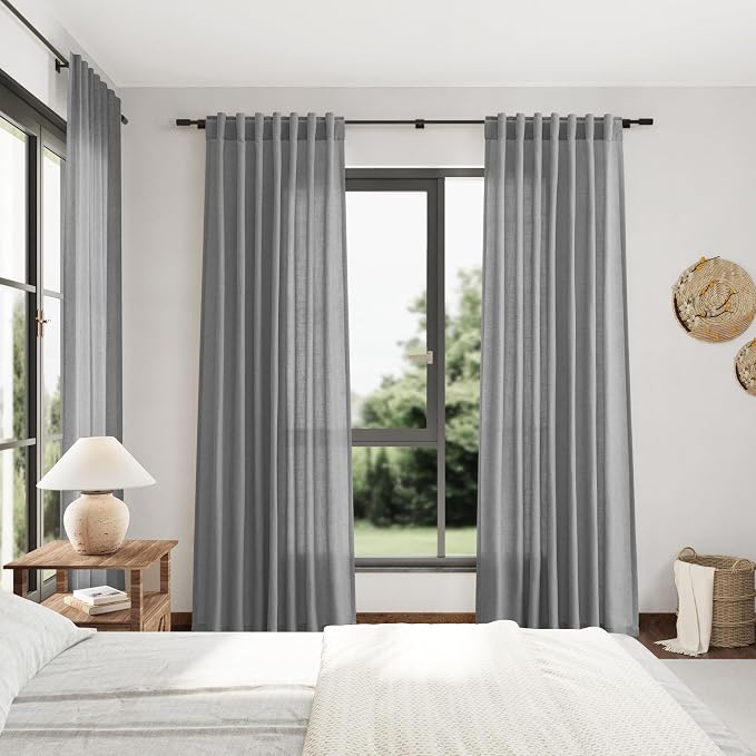 Dark Grey Linen Curtains 84 Inches Long - Image 7